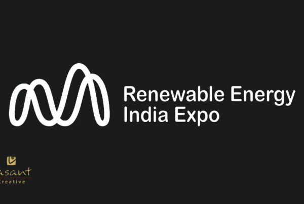 Logo design for Renewable Energy India Expo emphasizing eco-friendly practices.