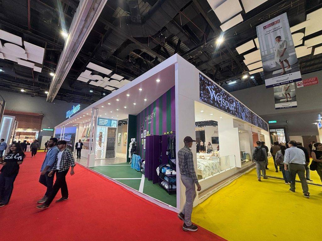 Welspun exhibition pavilion at Bharat Tex, New Delhi — built by Vasant Creative