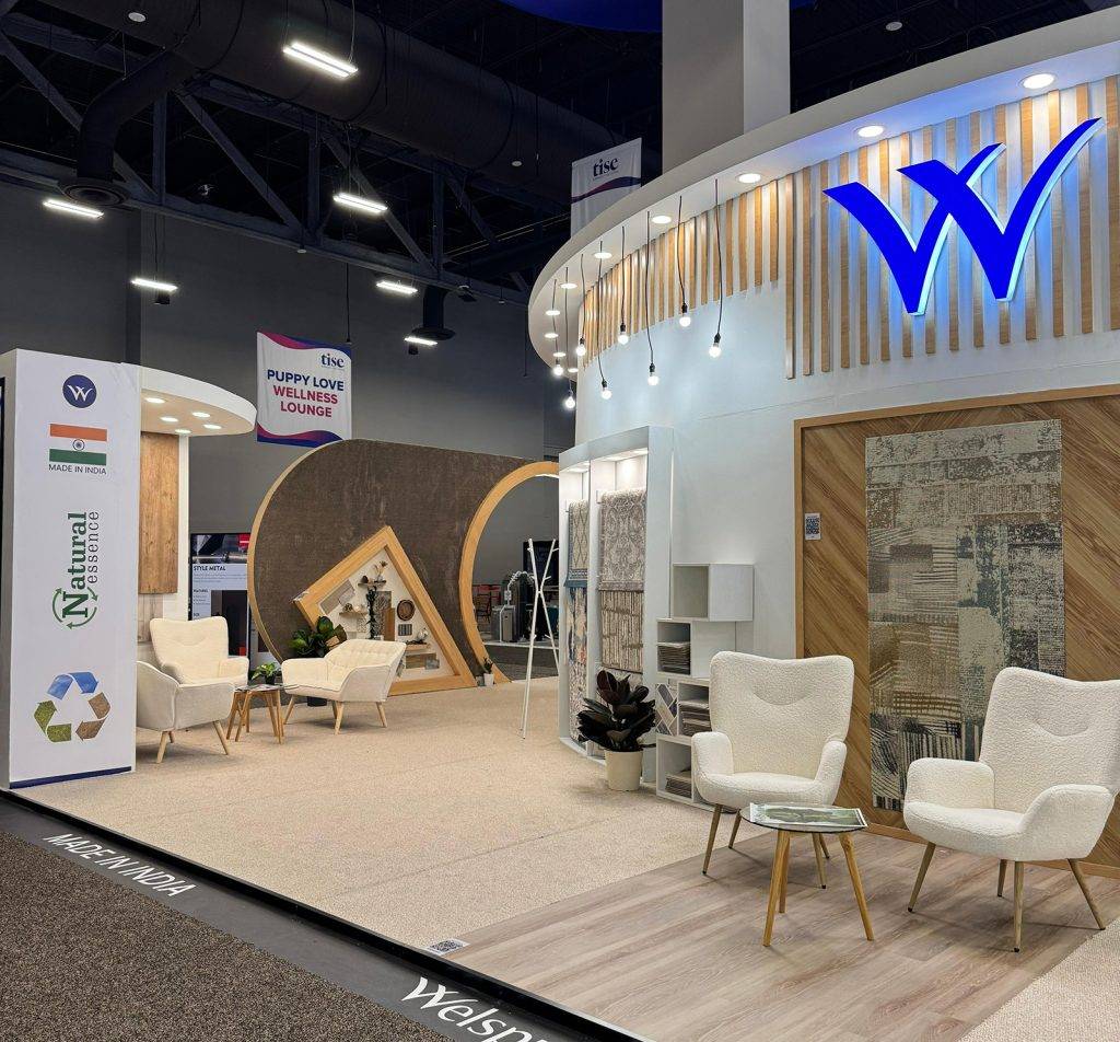 Welspun booth lounge at TISE, Las Vegas, USA — designed and built by Vasant Creative