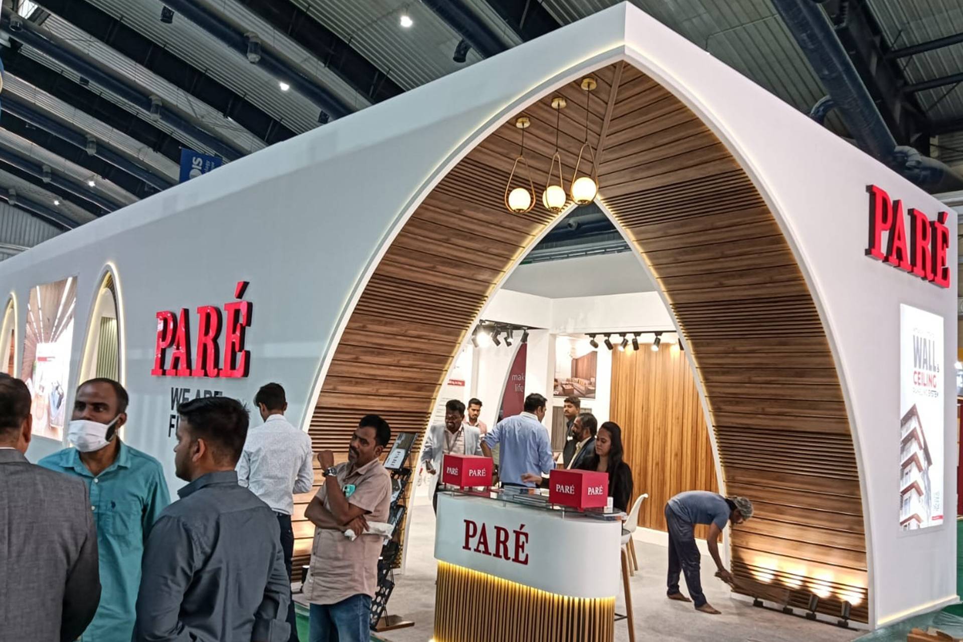 Arched entrance of a PARÉ Innovations exhibition stall — designed and built by Vasant Creative