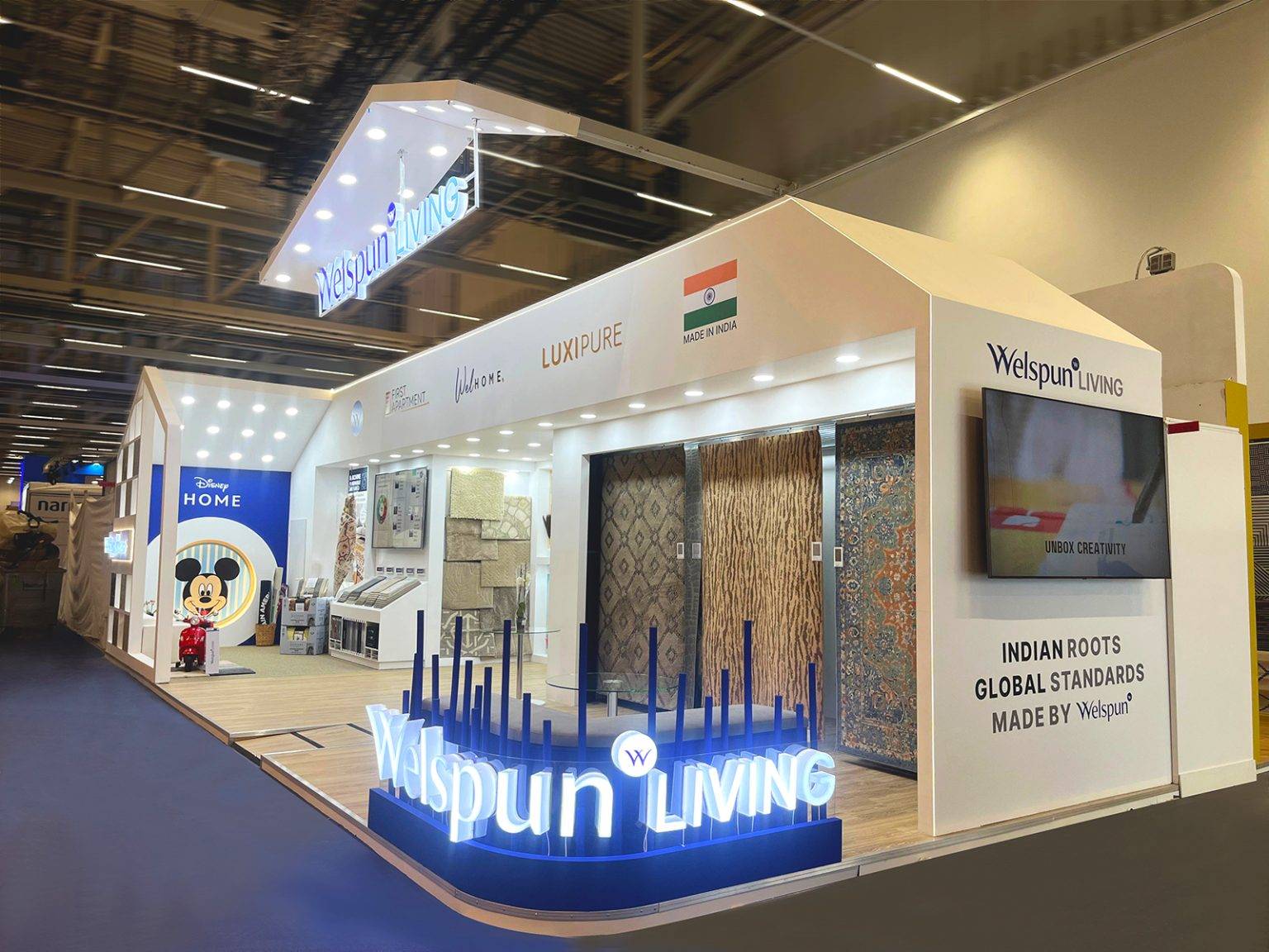Welspun Living exhibition stand at Heimtextil Frankfurt, Germany — coordinated by Vasant Creative
