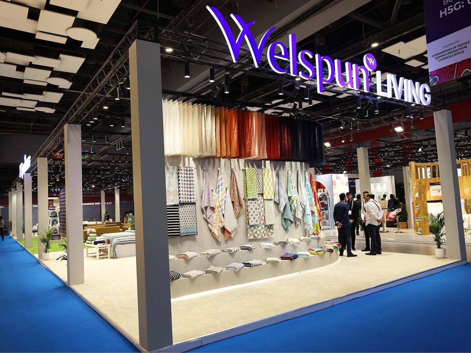 Welspun home textiles exhibition stall designed and built by Vasant Creative